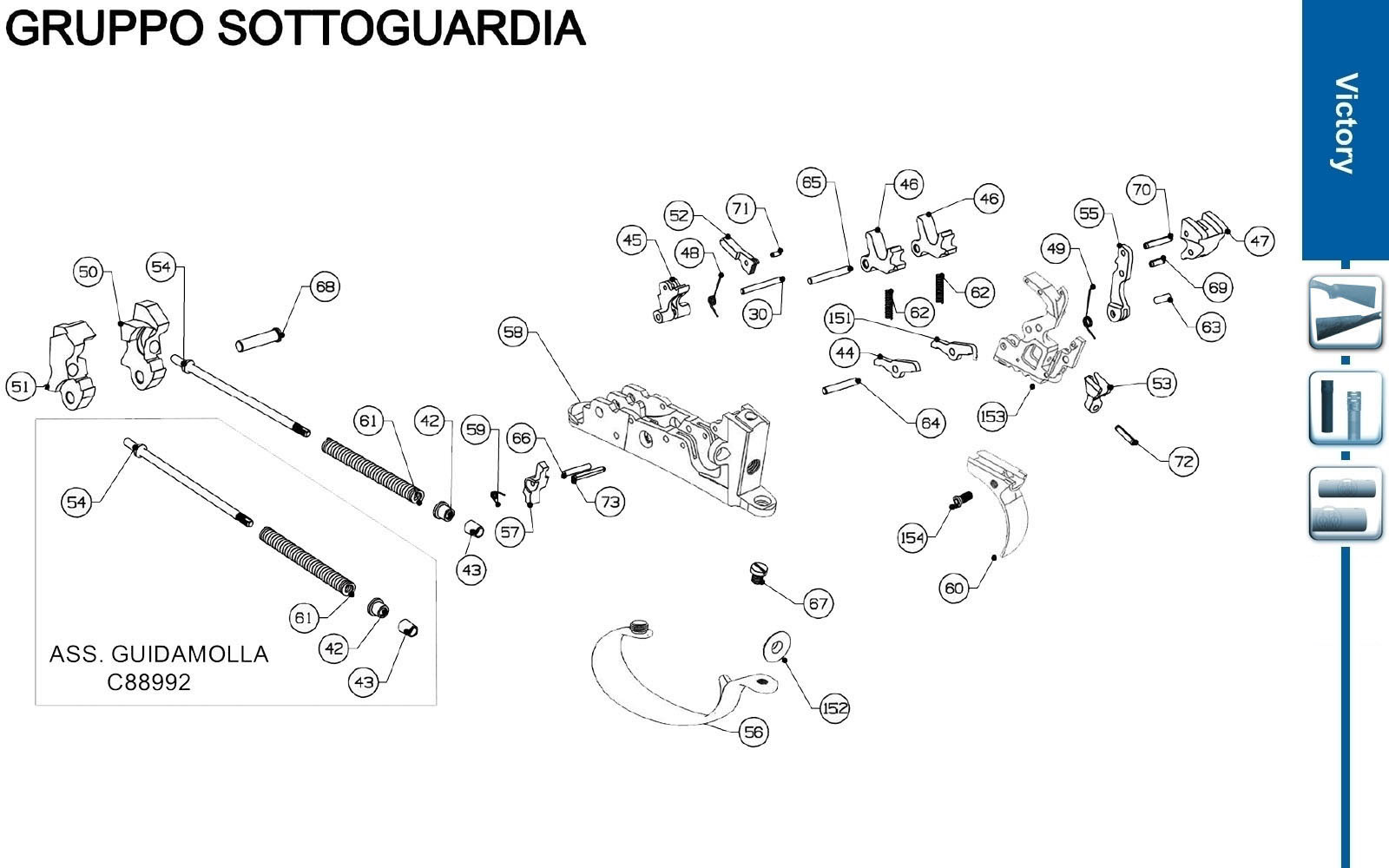 Beretta 692 Sporting 12G — Trigger group exploded diagram
