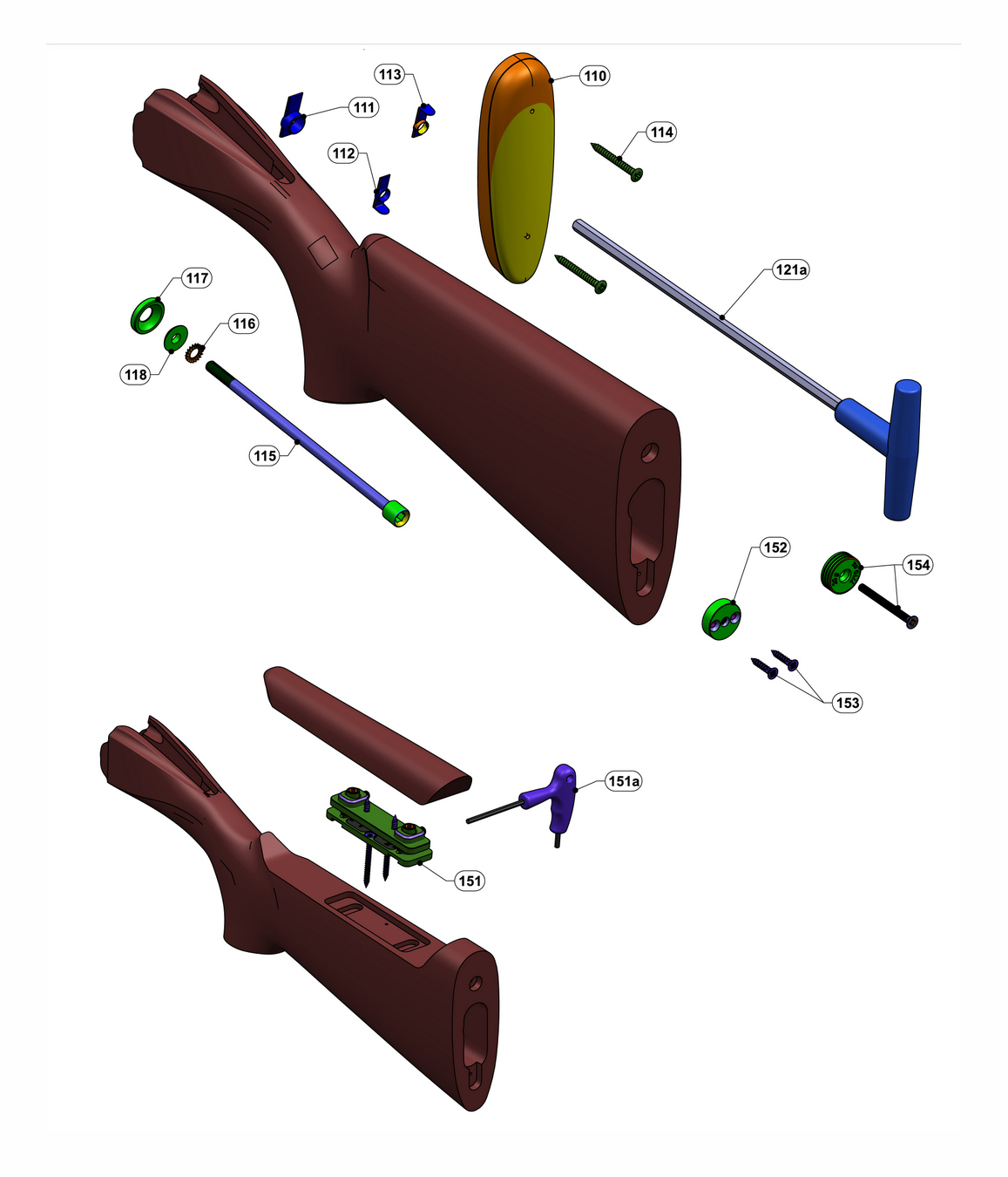 Beretta 694 Trap 12G — Stock exploded diagram