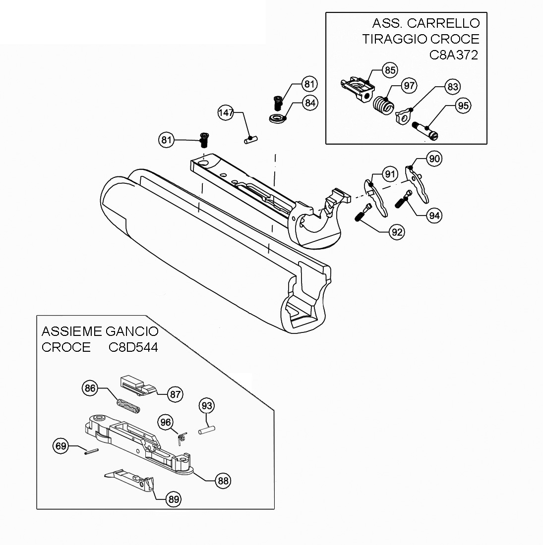 Beretta 695 Field 12G — Forend exploded diagram