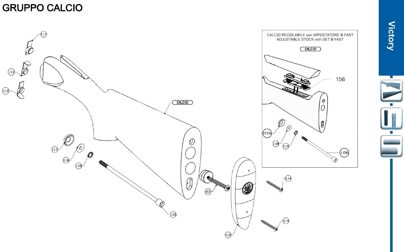 Beretta 692 Sporting 12G — Stock exploded diagram