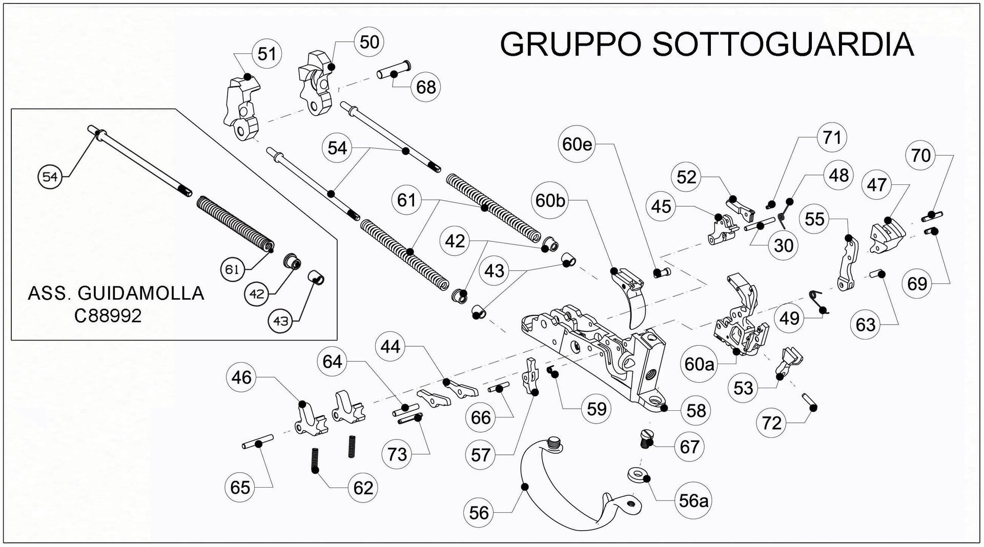Beretta 692 Black Edition Sporting Black 12G — Trigger group exploded diagram