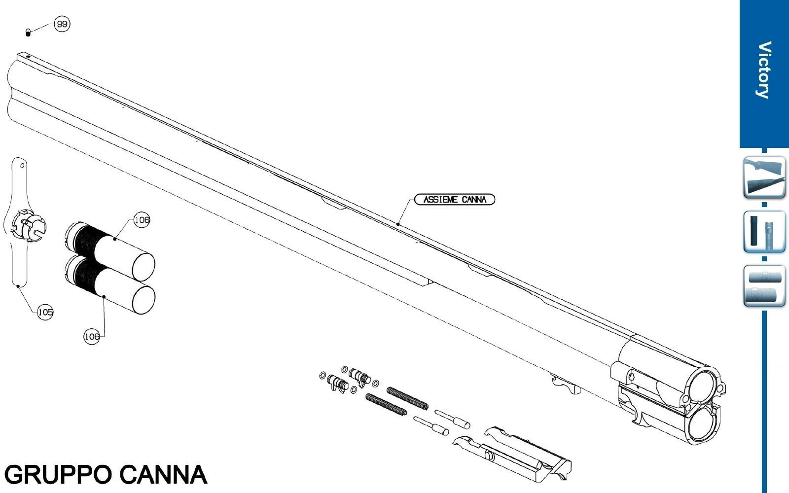Beretta 692 Sporting 12G — Barrel exploded diagram