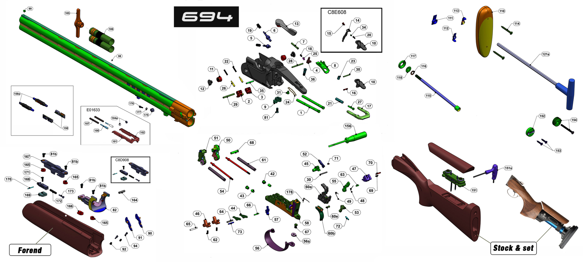 Beretta 694 Sporting / Sporting Pro 12G (MY22) exploded parts diagram