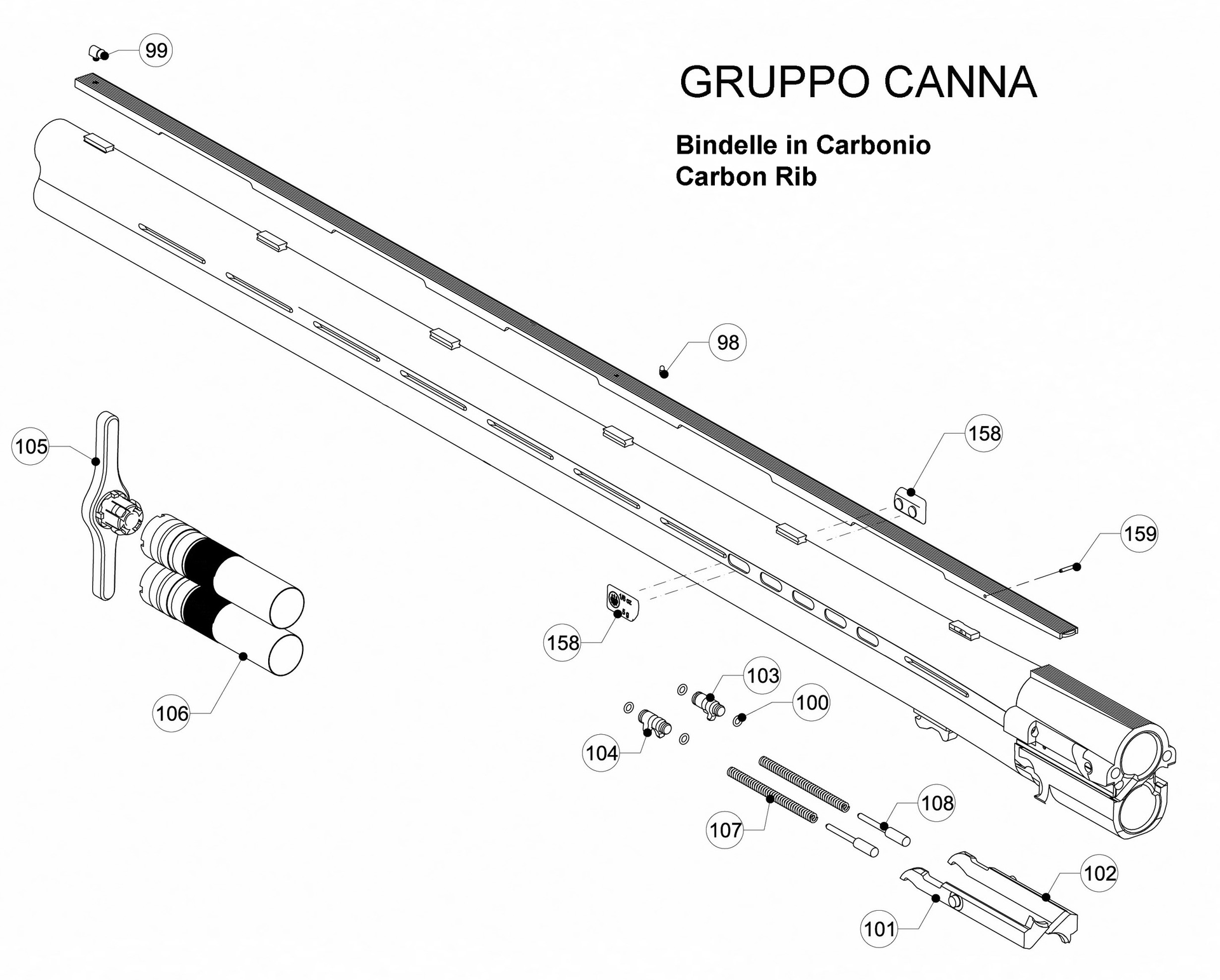 Beretta 692 Black Edition Sporting Black 12G — Barrel exploded diagram