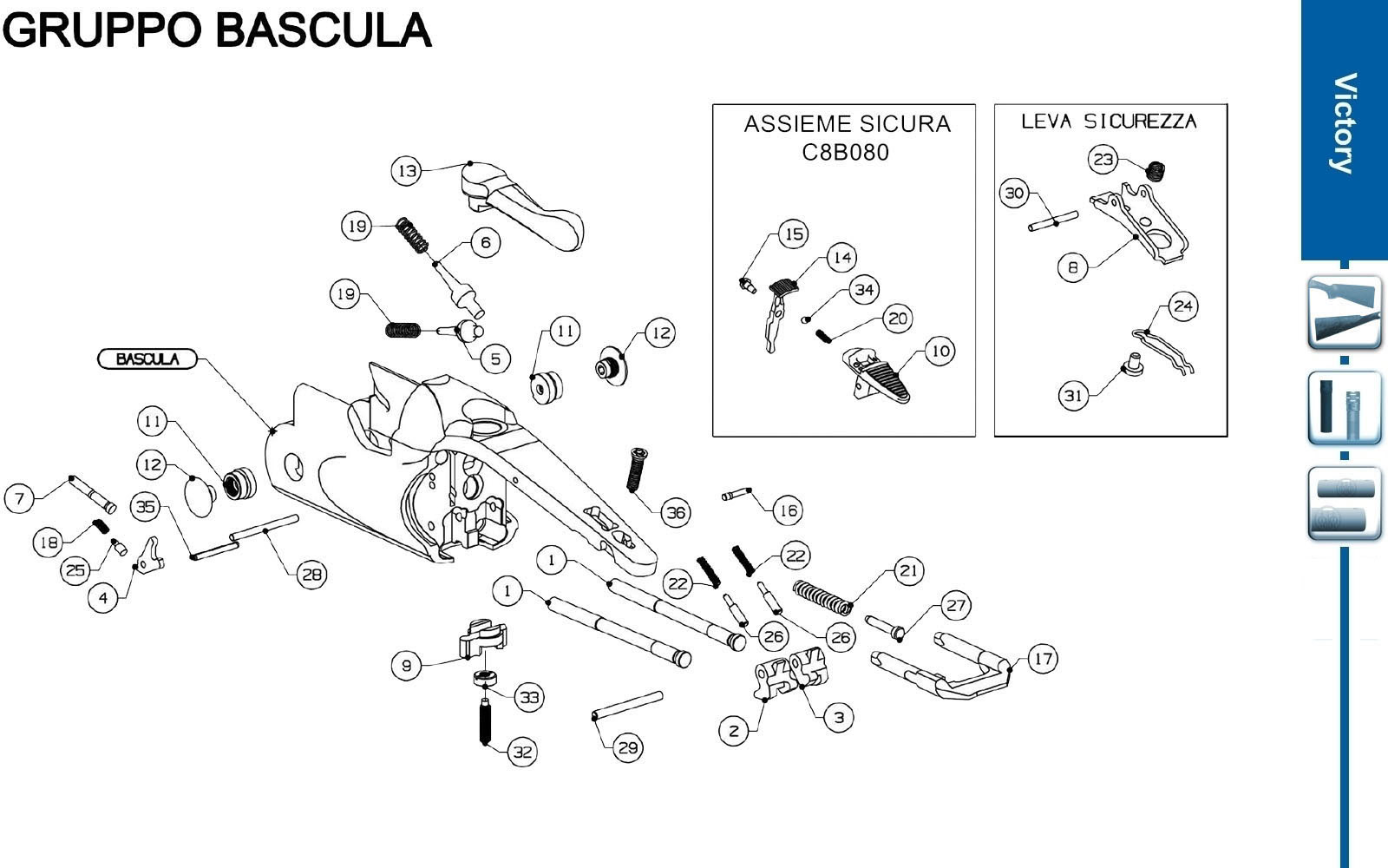 Beretta 692 Sporting 12G — Action / frame exploded diagram