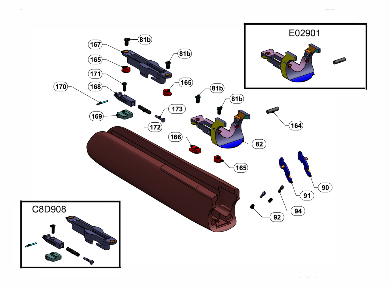 Beretta 694 Trap 12G — Forend exploded diagram
