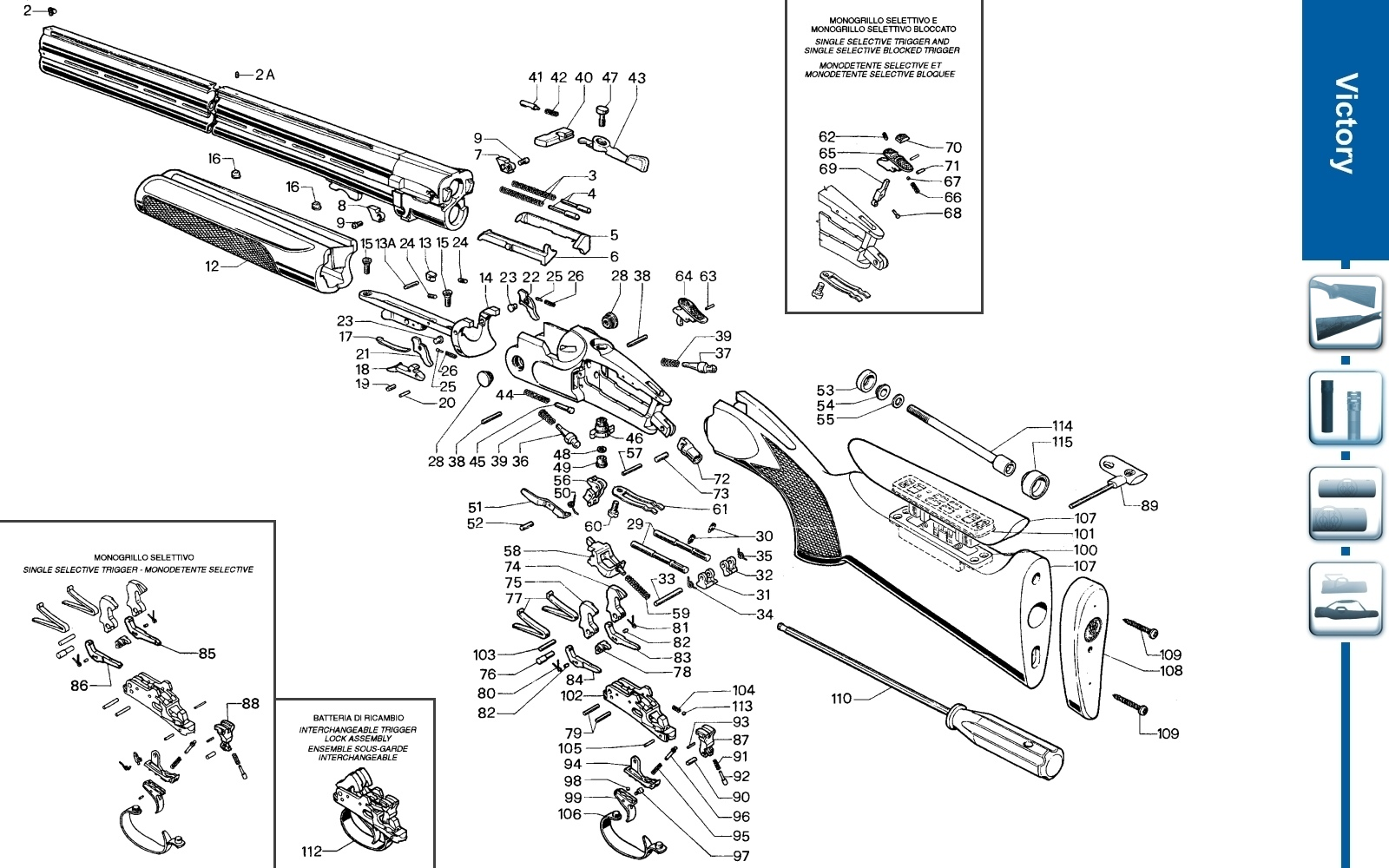Beretta DT10 Trident Trap 12G exploded parts diagram