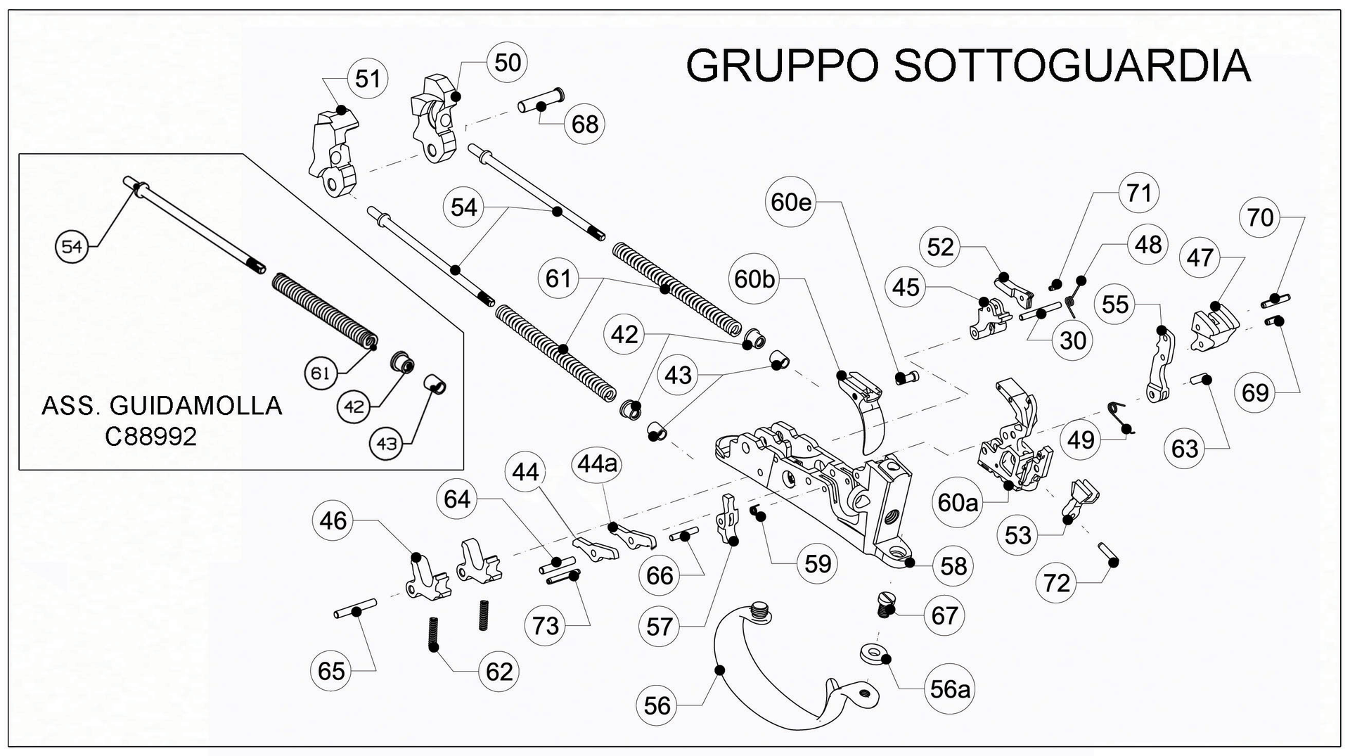 Beretta 692 Black Edition Trap Black 12G — Trigger group exploded diagram