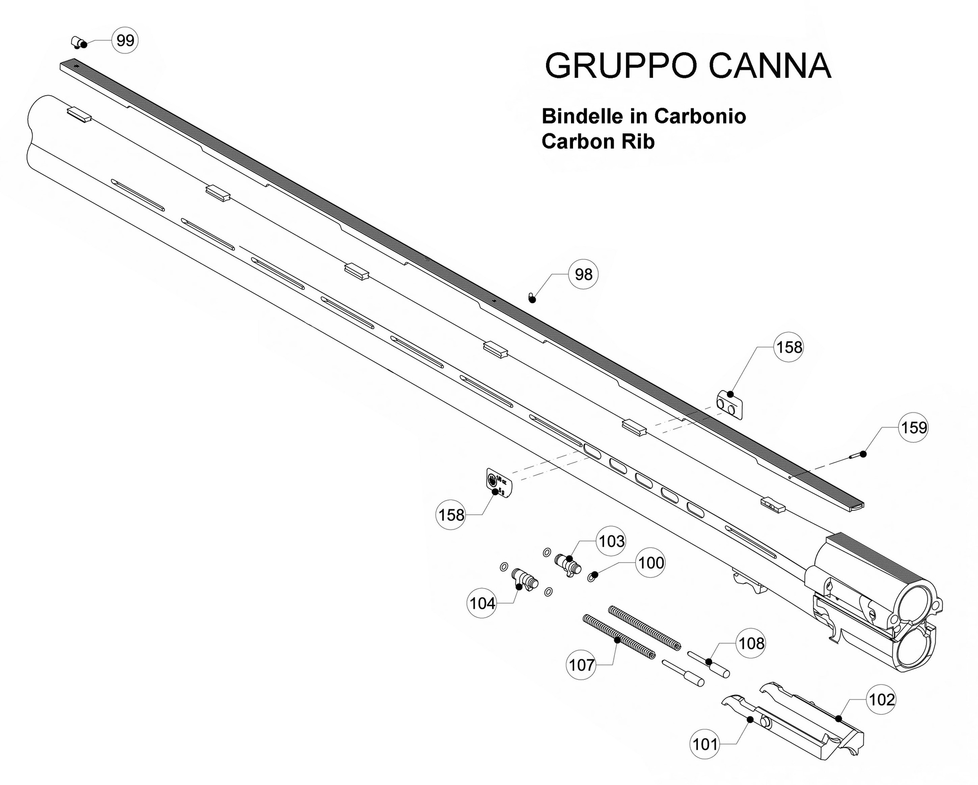 Beretta 692 Black Edition Trap Black 12G — Barrel exploded diagram