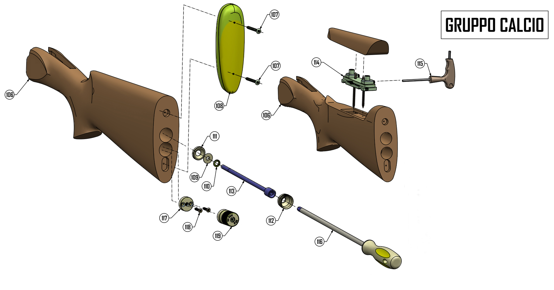 Beretta DT11 Sporting Black Edition 12G / 20G — Stock exploded diagram