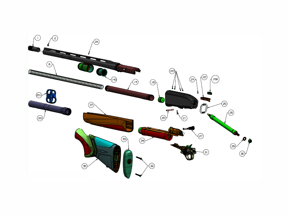 Beretta 1301 Comp Pro — Overview exploded diagram