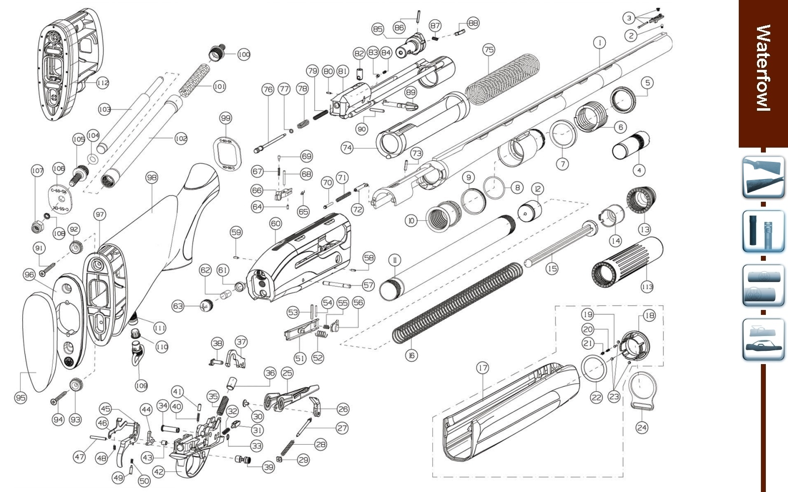 Beretta A391 Xtrema2 exploded parts diagram