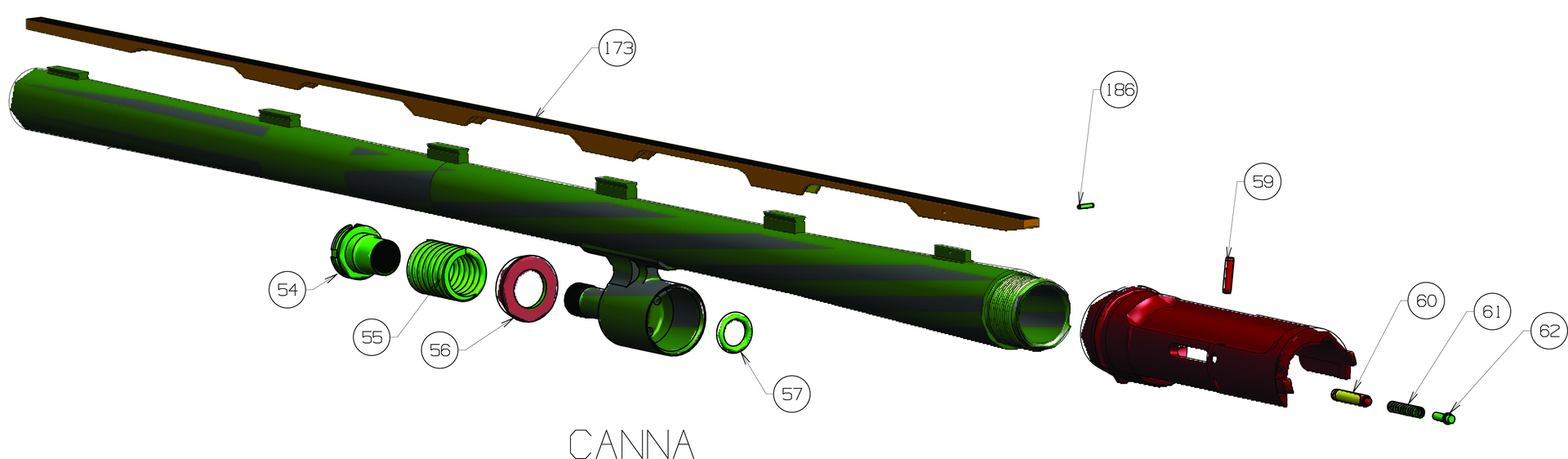 Beretta A400 Ultralite 12G — Barrel exploded diagram