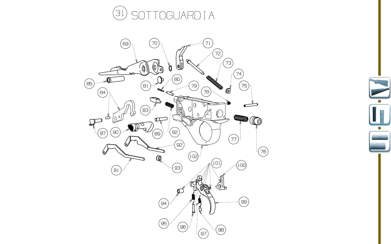 Beretta 1301 Comp — Trigger group exploded diagram