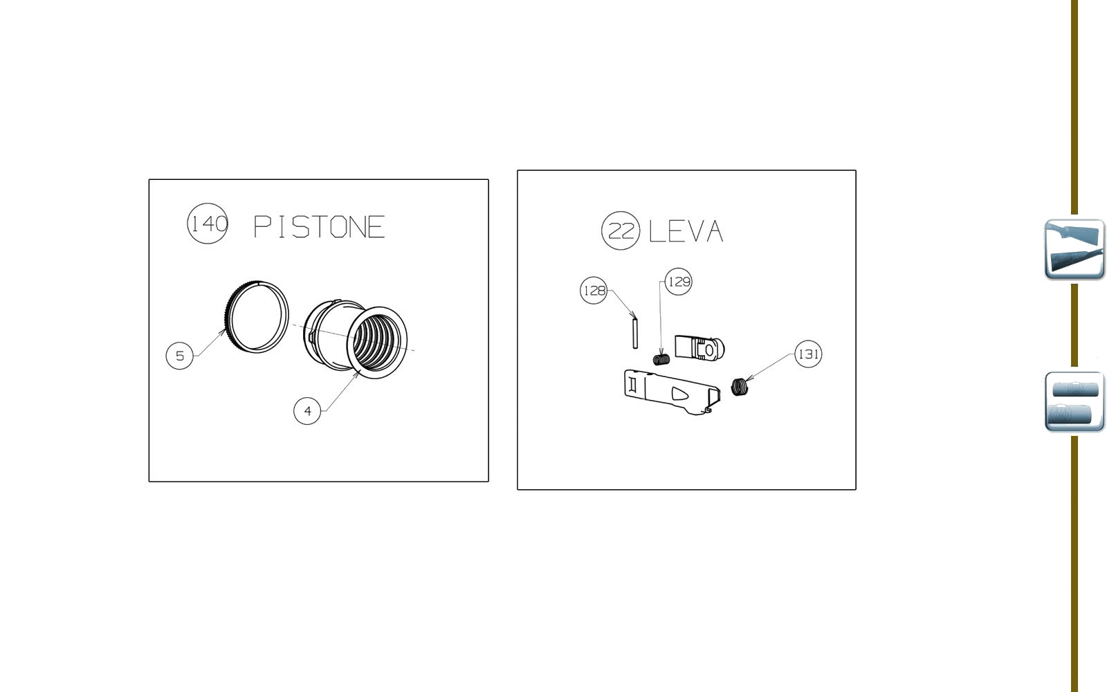 Beretta 1301 Tactical — Piston and cartridge-latch lever exploded diagram