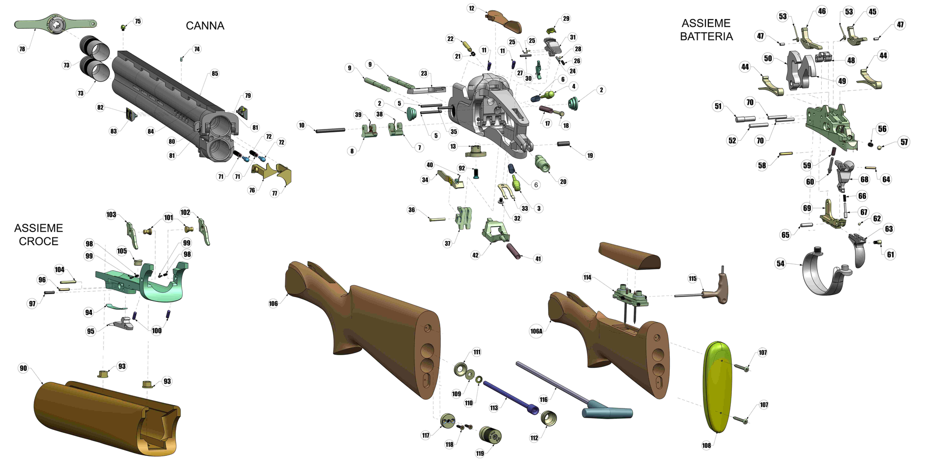 Beretta DT11 Black DLC Sporting 12G exploded parts diagram