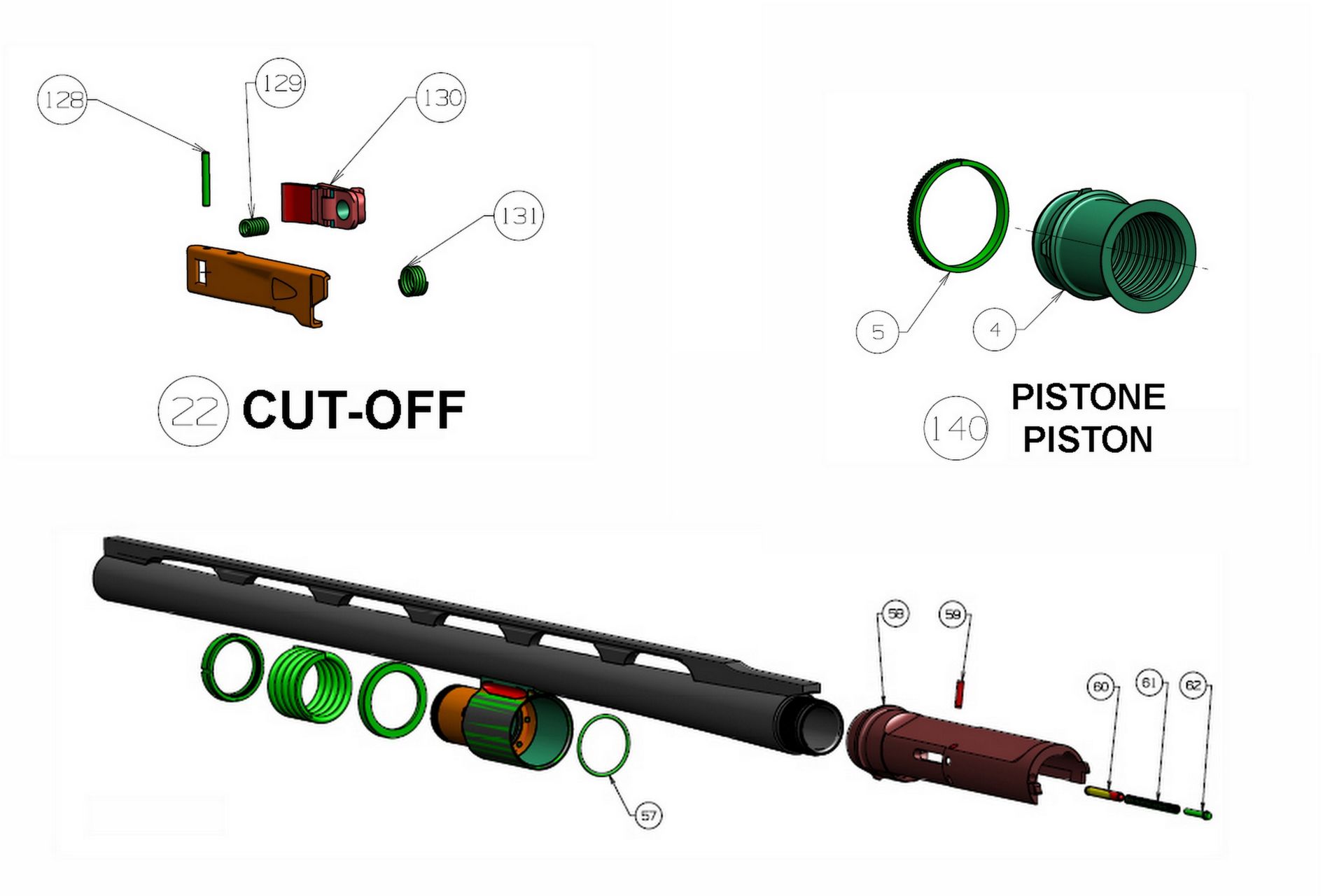 Beretta 1301 Comp Pro — Barrel exploded diagram