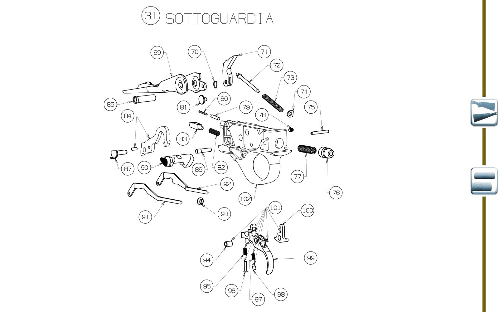 Beretta 1301 Tactical — Trigger group exploded diagram