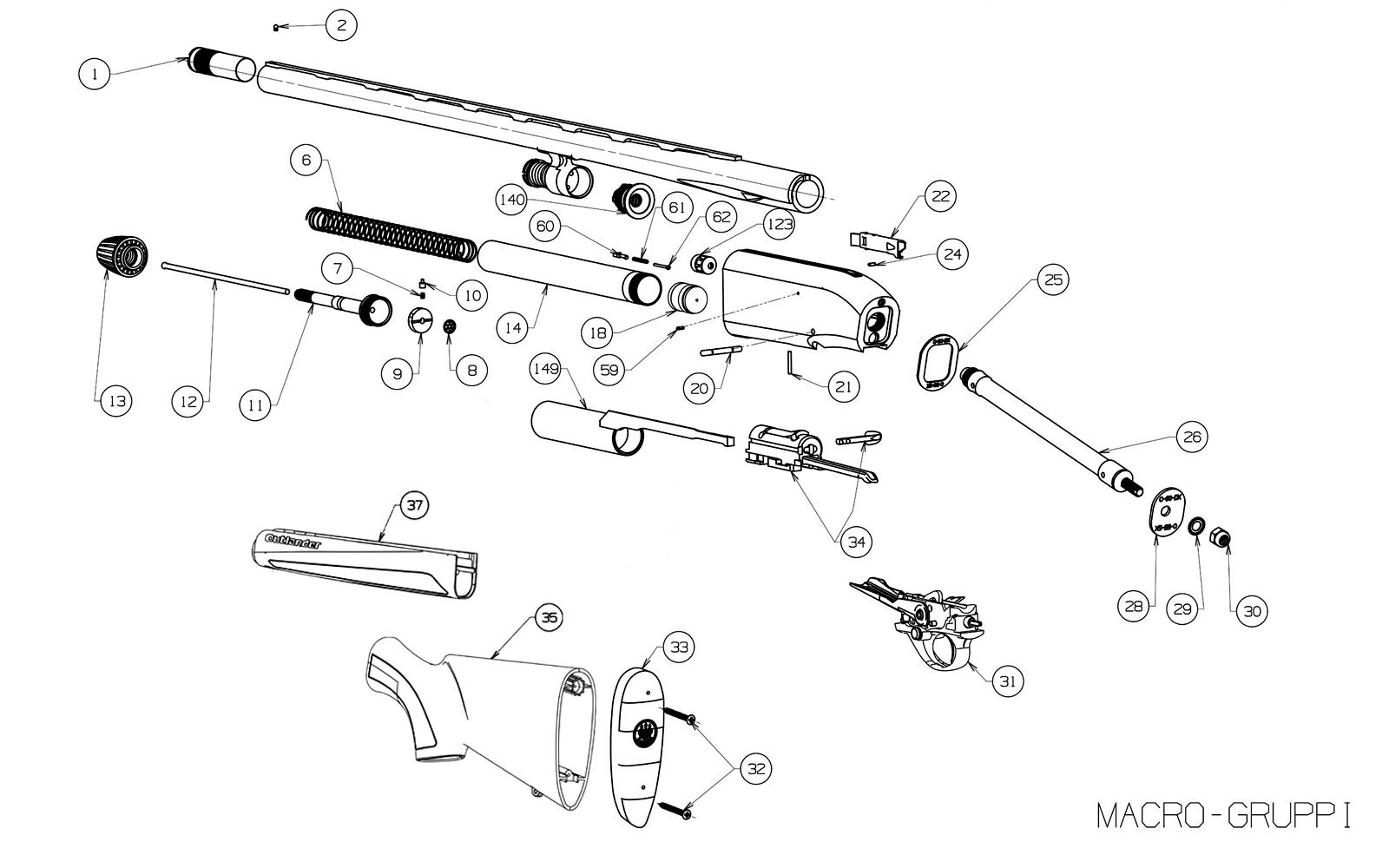 Beretta A300 Outlander Synthetic — Overview exploded diagram