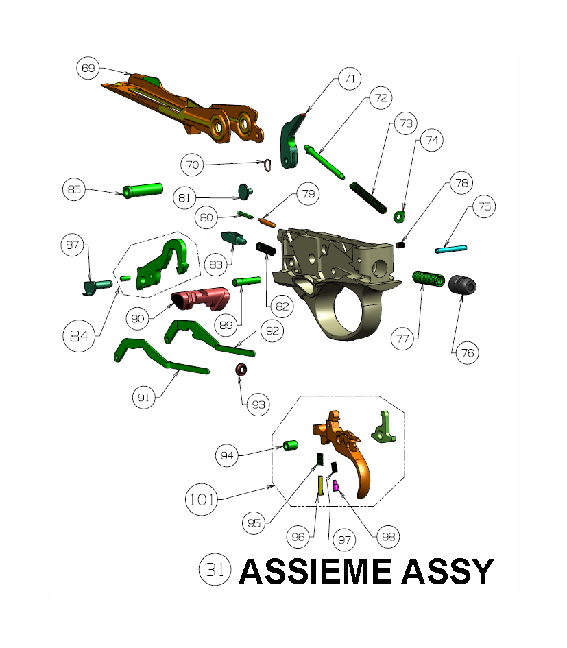 Beretta 1301 Comp Pro — Trigger group exploded diagram