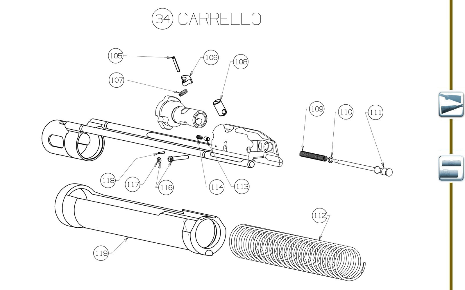 Beretta 1301 Tactical — Bolt / slide exploded diagram