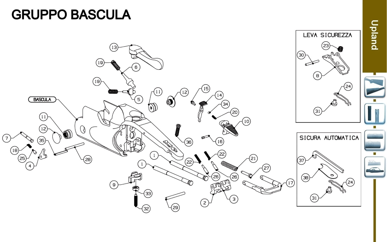 Beretta SV10 Prevail 1 Sporting 12G — Action / frame exploded diagram