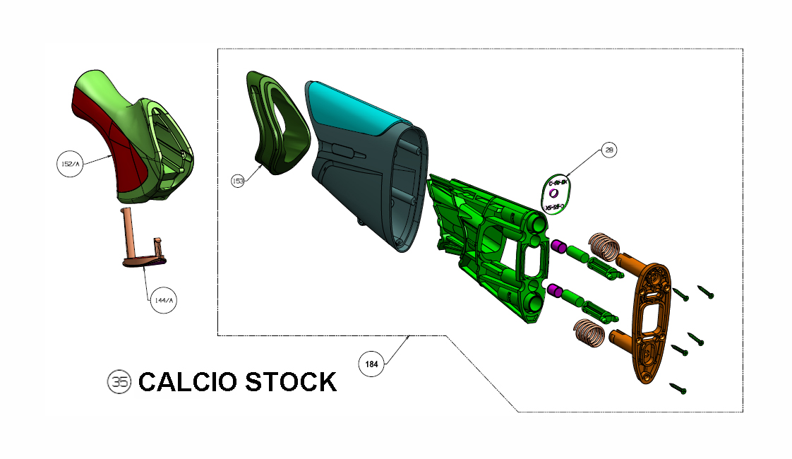 Beretta 1301 Comp Pro — Stock exploded diagram