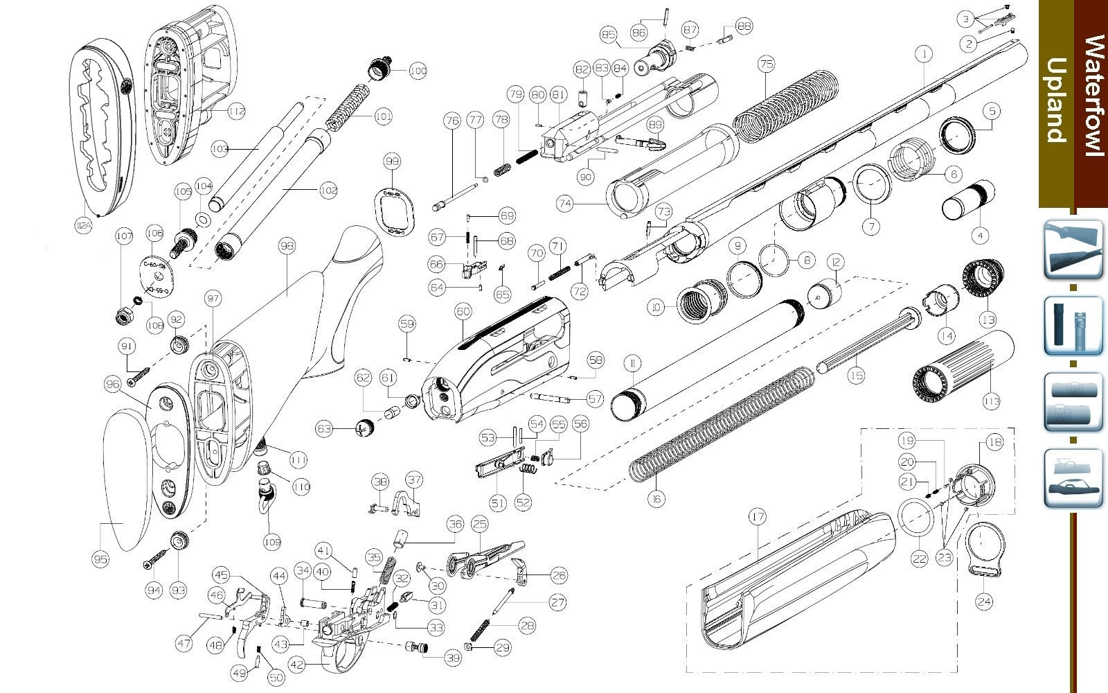 Beretta A391 Xtrema exploded parts diagram