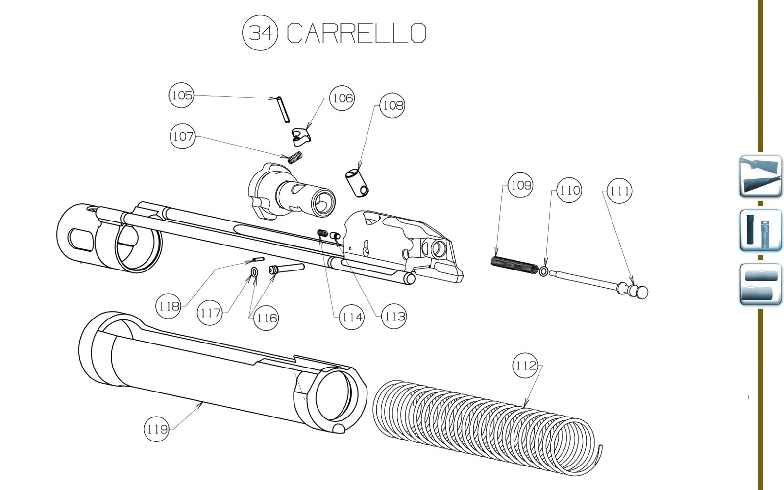 Beretta 1301 Comp — Bolt / slide exploded diagram
