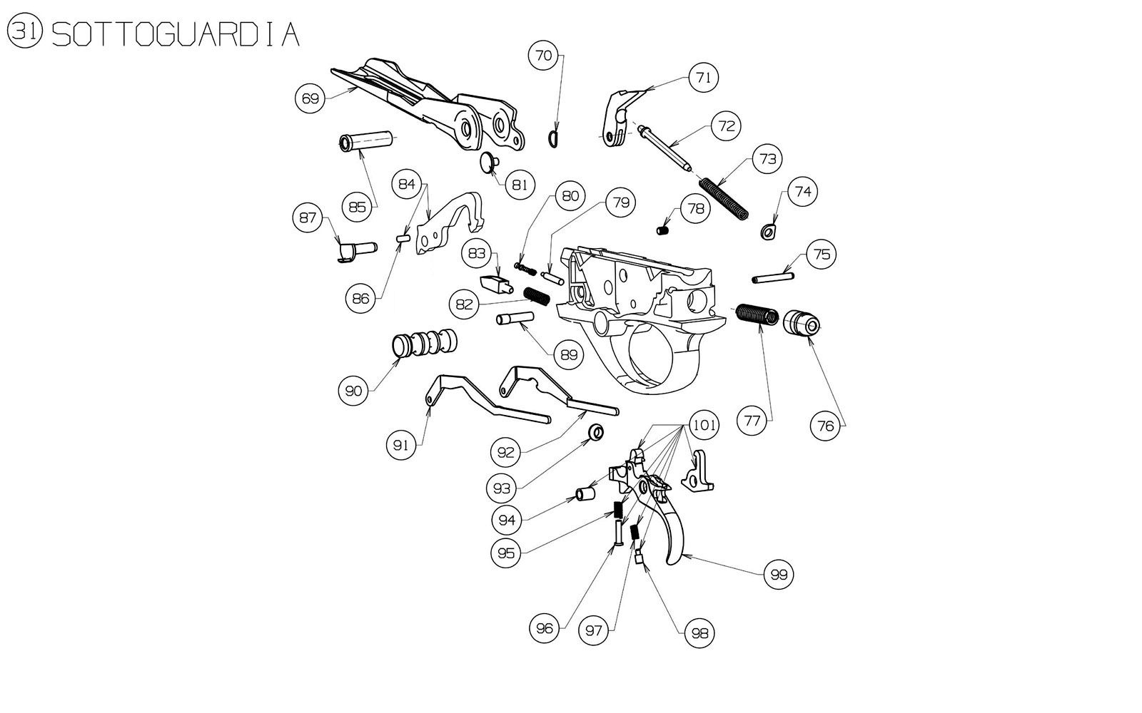 Beretta A300 Outlander Synthetic — Trigger group exploded diagram