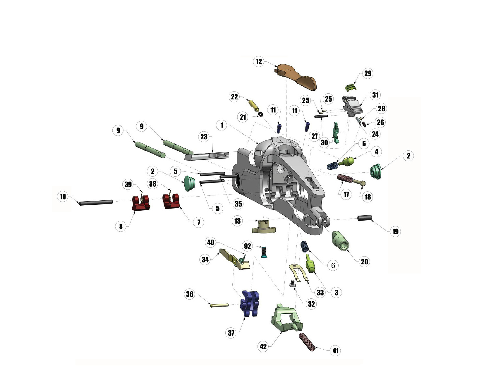 Beretta DT11 Sporting Black EELL 12G — Action / frame exploded diagram