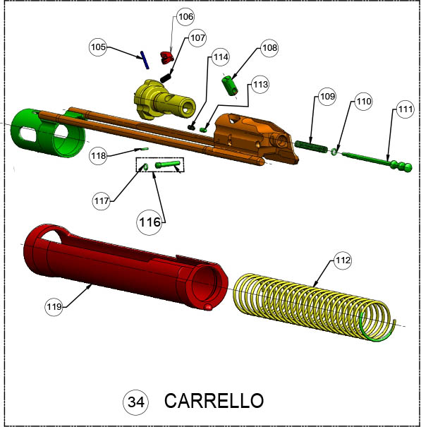 Beretta A400 Xtreme Plus 12G — Bolt exploded diagram
