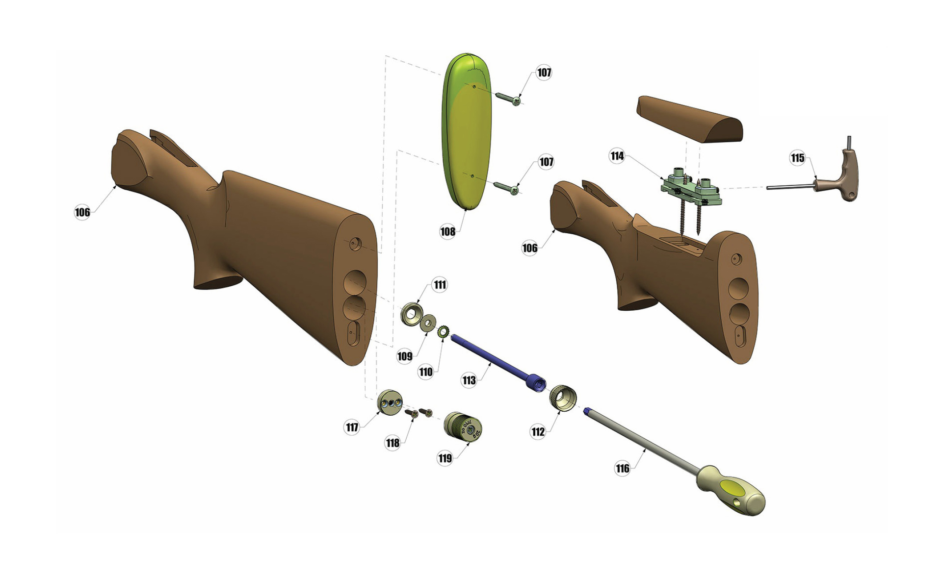 Beretta DT11 Sporting Black EELL 12G — Stock exploded diagram