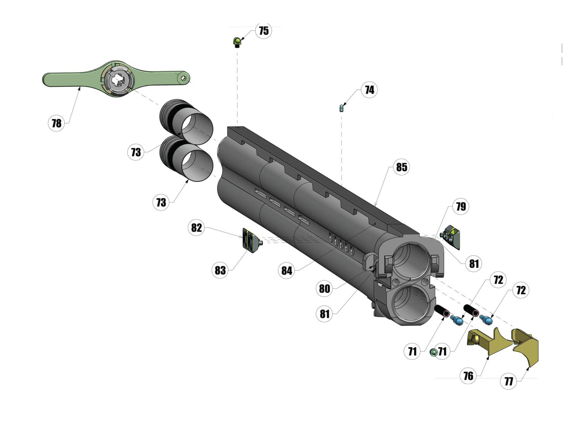 Beretta DT11 Sporting Black EELL 12G — Barrel exploded diagram