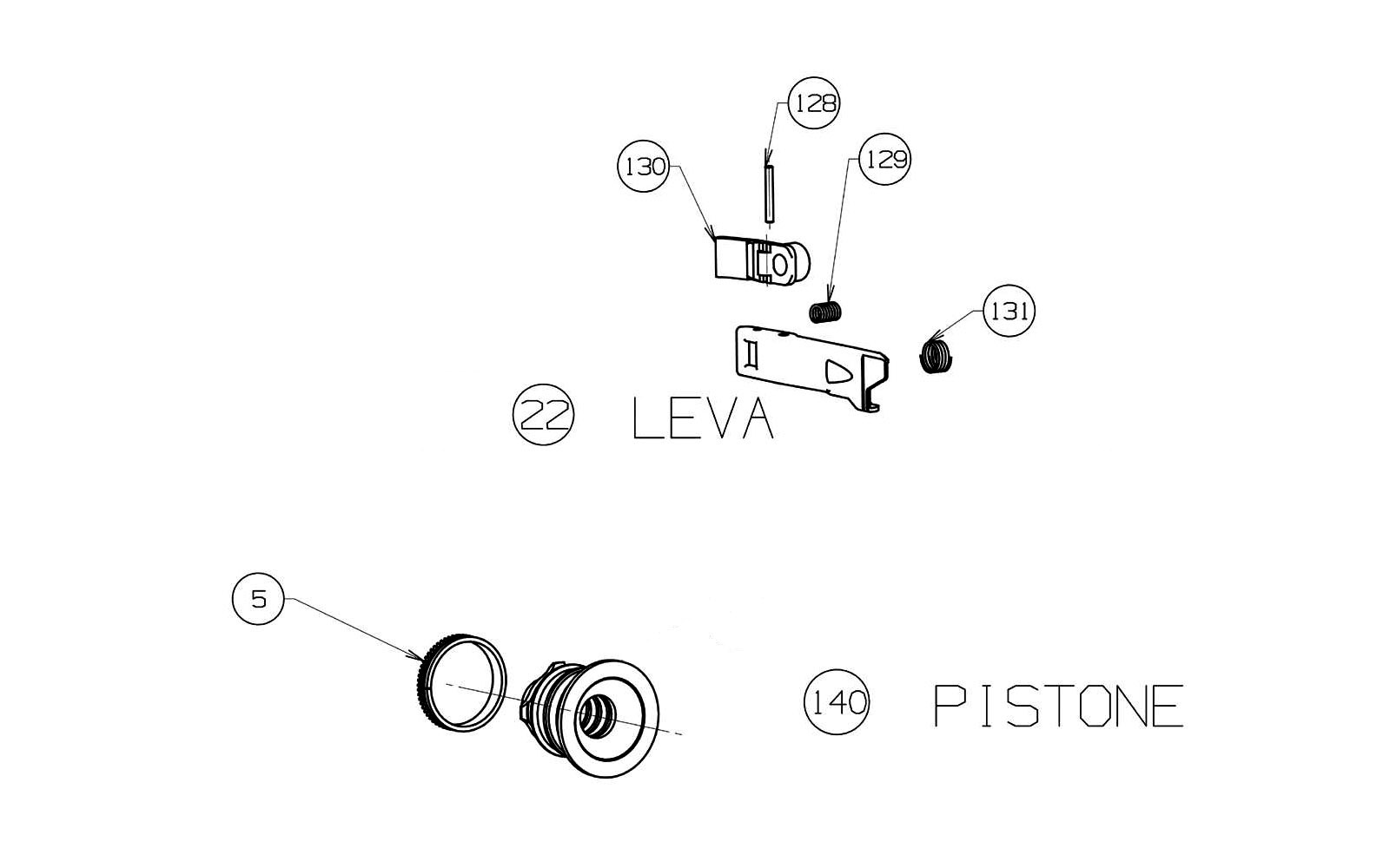Beretta A300 Outlander Synthetic — Lever and piston exploded diagram
