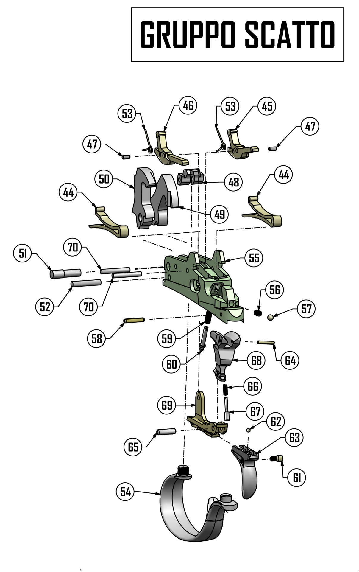 Beretta DT11 Sporting Black Edition 12G / 20G — Trigger group exploded diagram