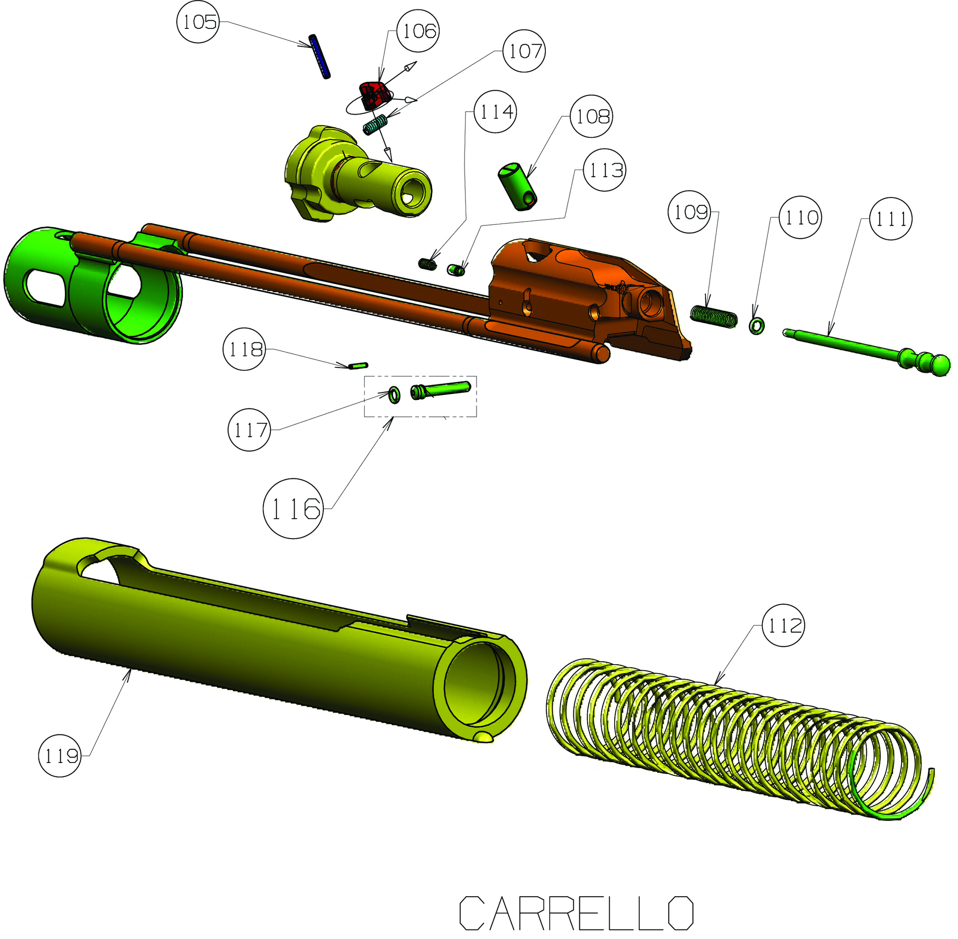 Beretta A400 Ultralite 12G — Bolt exploded diagram