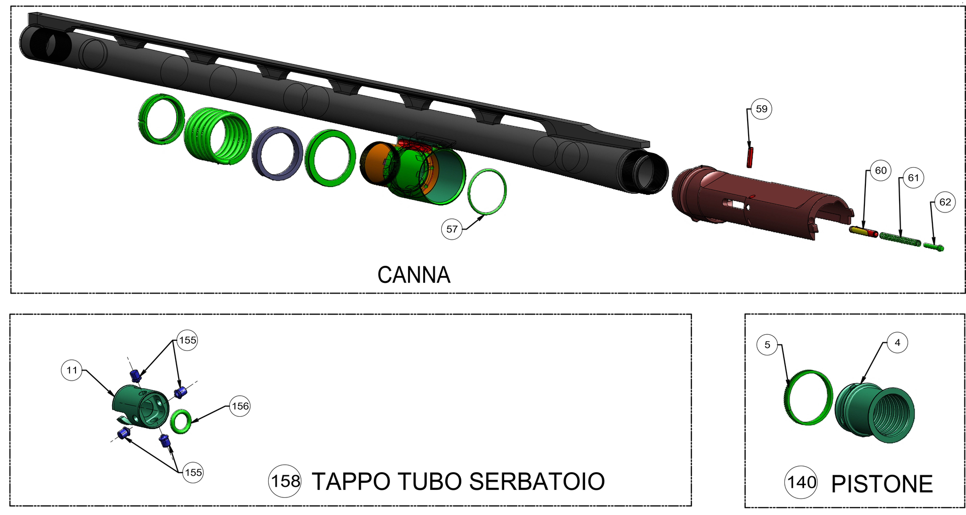 Beretta A400 Xtreme Plus LH 12G — Barrel exploded diagram