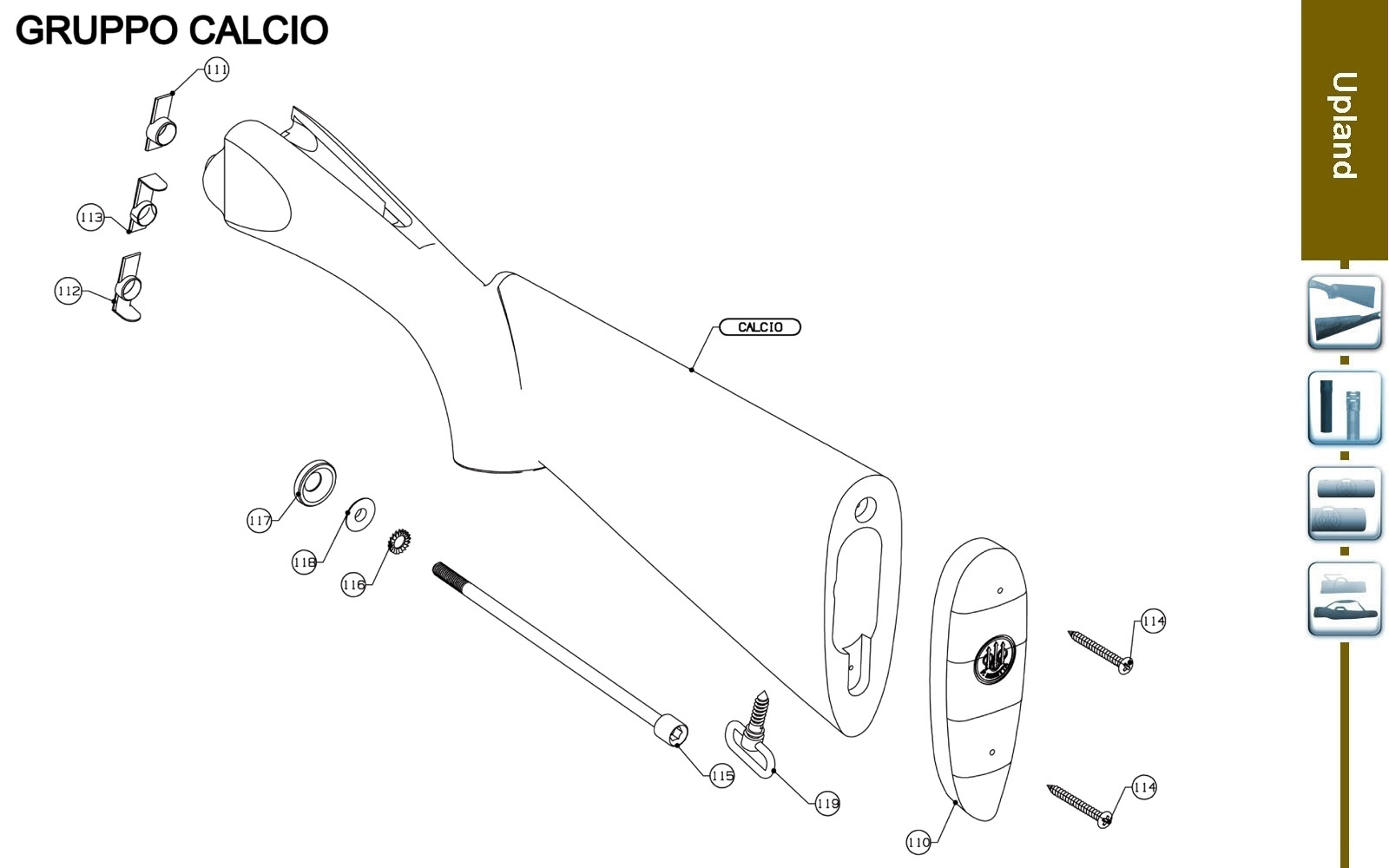 Beretta SV10 Prevail 1 Sporting 12G — Stock exploded diagram