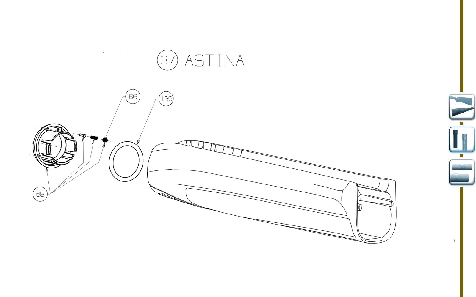 Beretta 1301 Comp — Forend exploded diagram