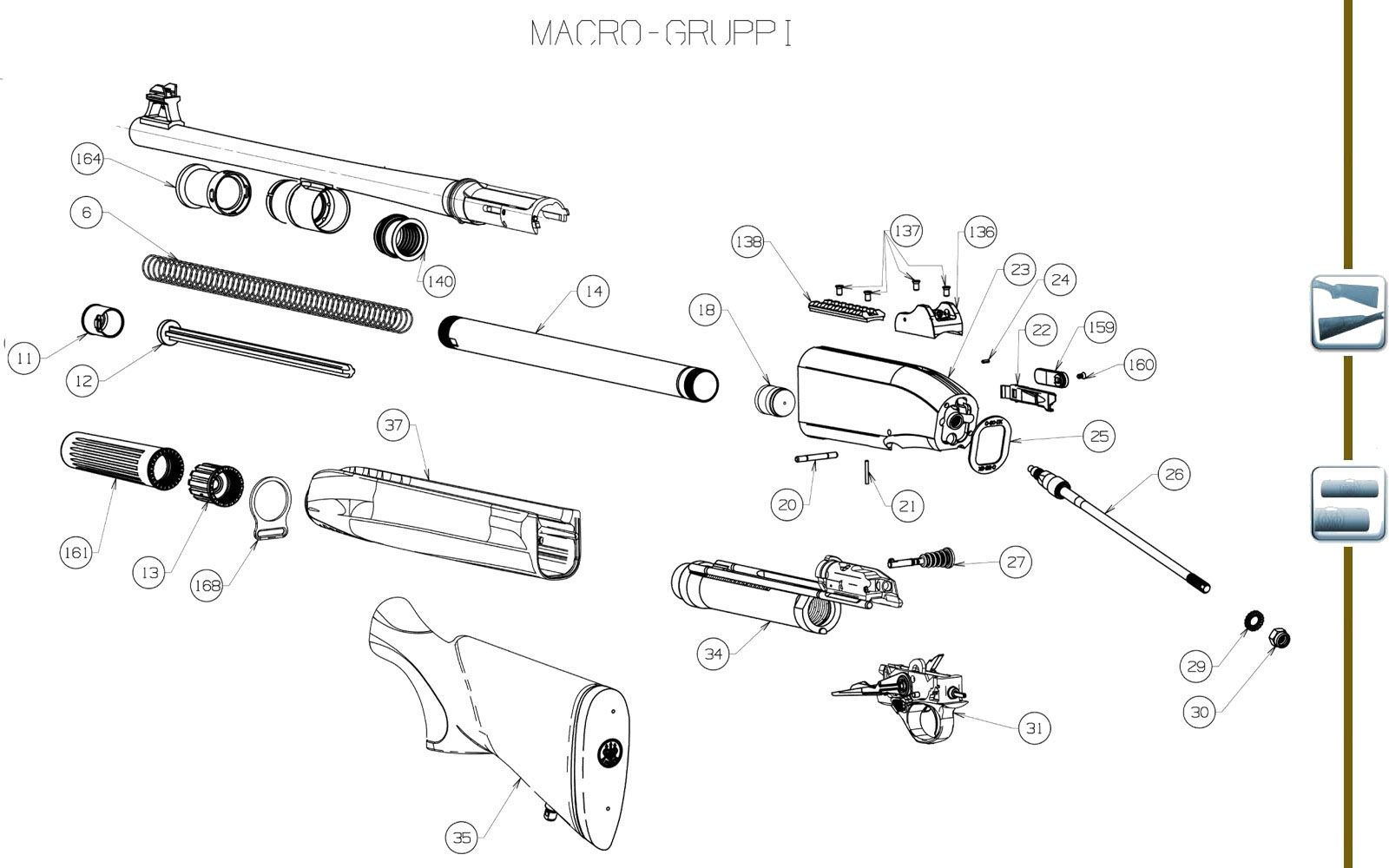 Beretta 1301 Tactical — Overview exploded diagram