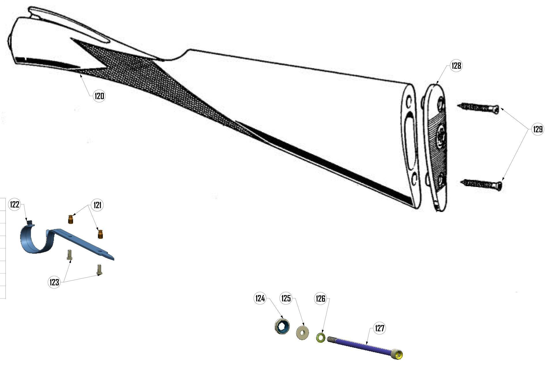 Beretta 486 12G — Stock exploded diagram