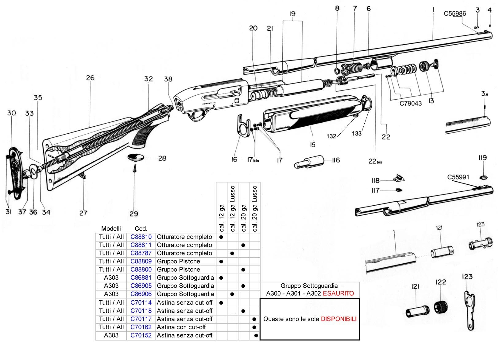 Beretta A302 12G — Full exploded diagram exploded diagram