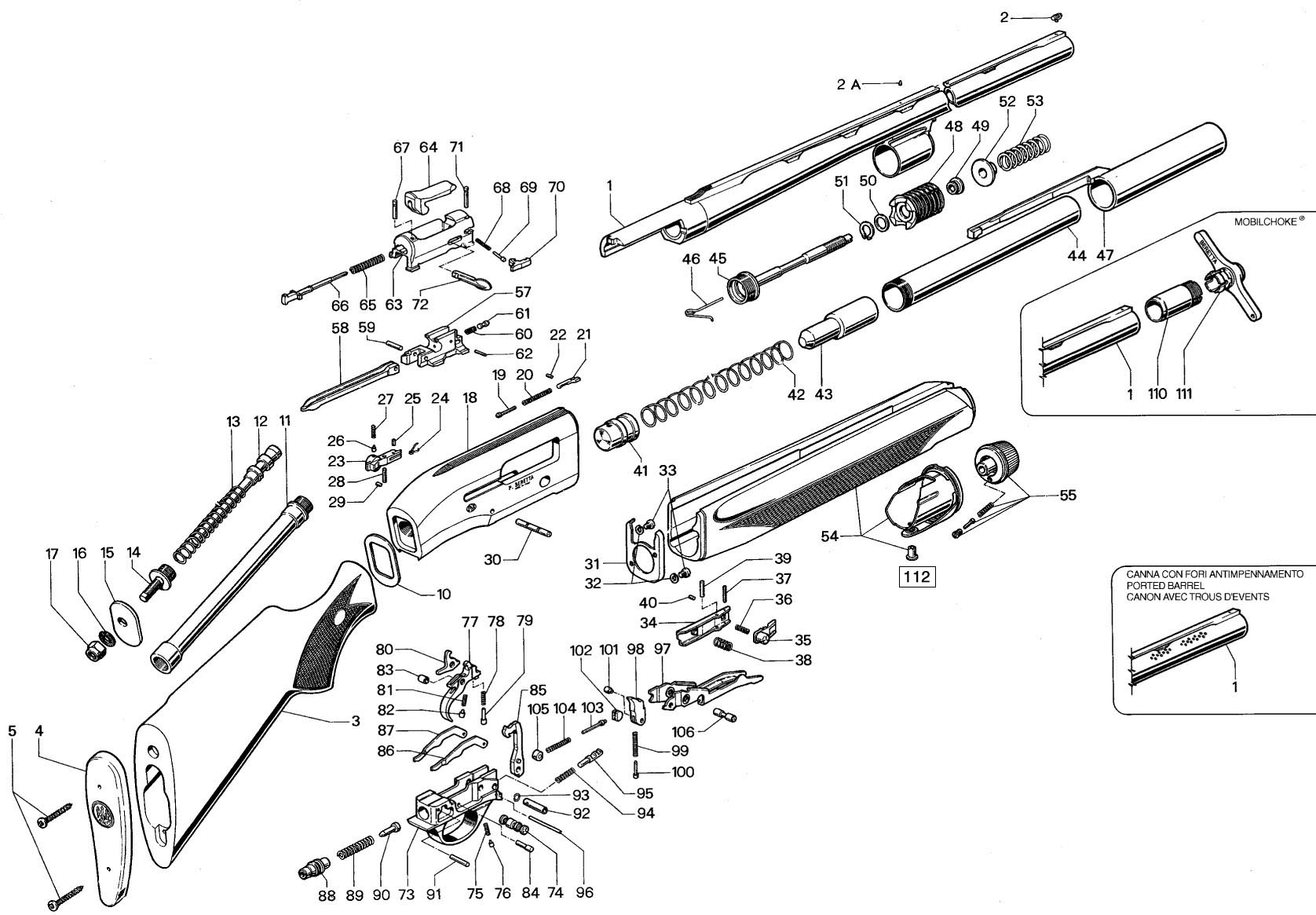 Beretta AL390 Gold Sporting 12G exploded parts diagram
