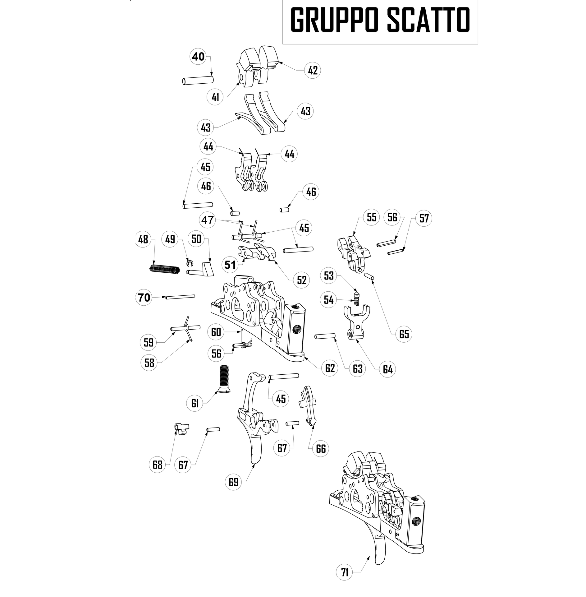 Beretta 486 20G — Trigger group exploded diagram