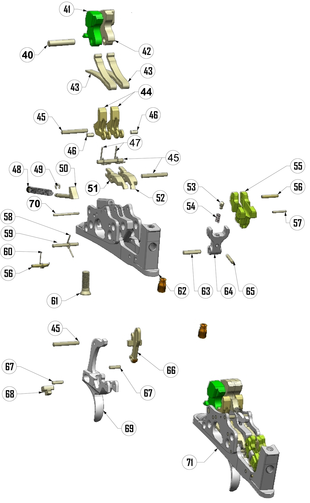 Beretta 486 12G — Trigger group exploded diagram