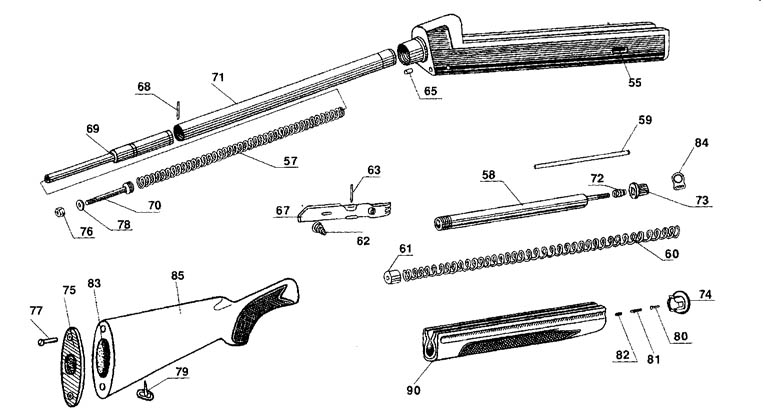 Beretta ES100 12G — Main assembly exploded diagram