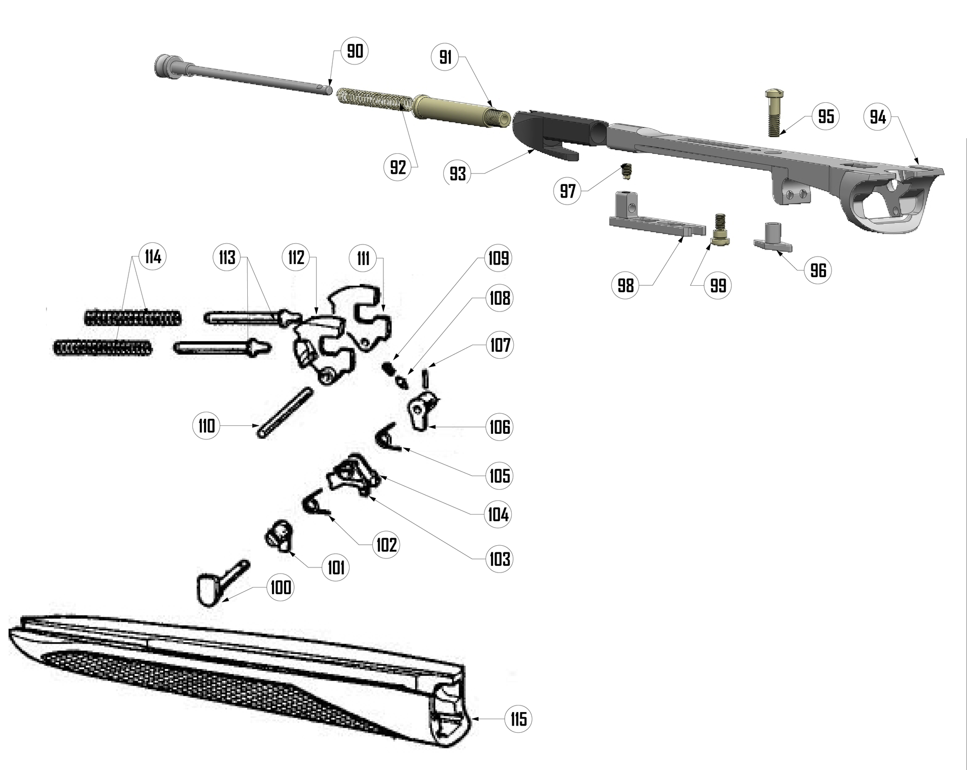 Beretta 486 12G — Forend exploded diagram
