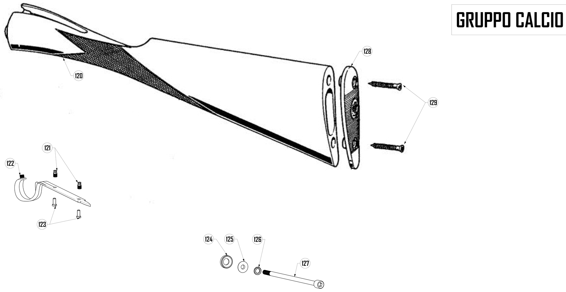 Beretta 486 20G — Stock exploded diagram