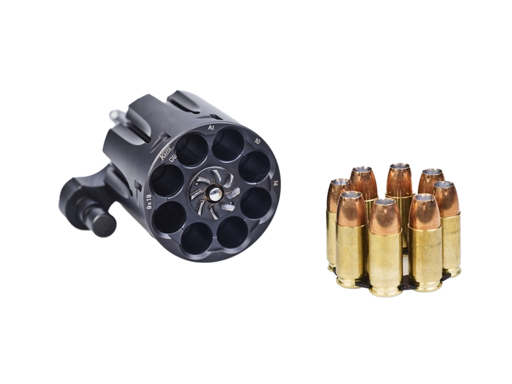 Korth Changeable Cylinder w/ Moonclip Cut - 9mm, 8 Shot